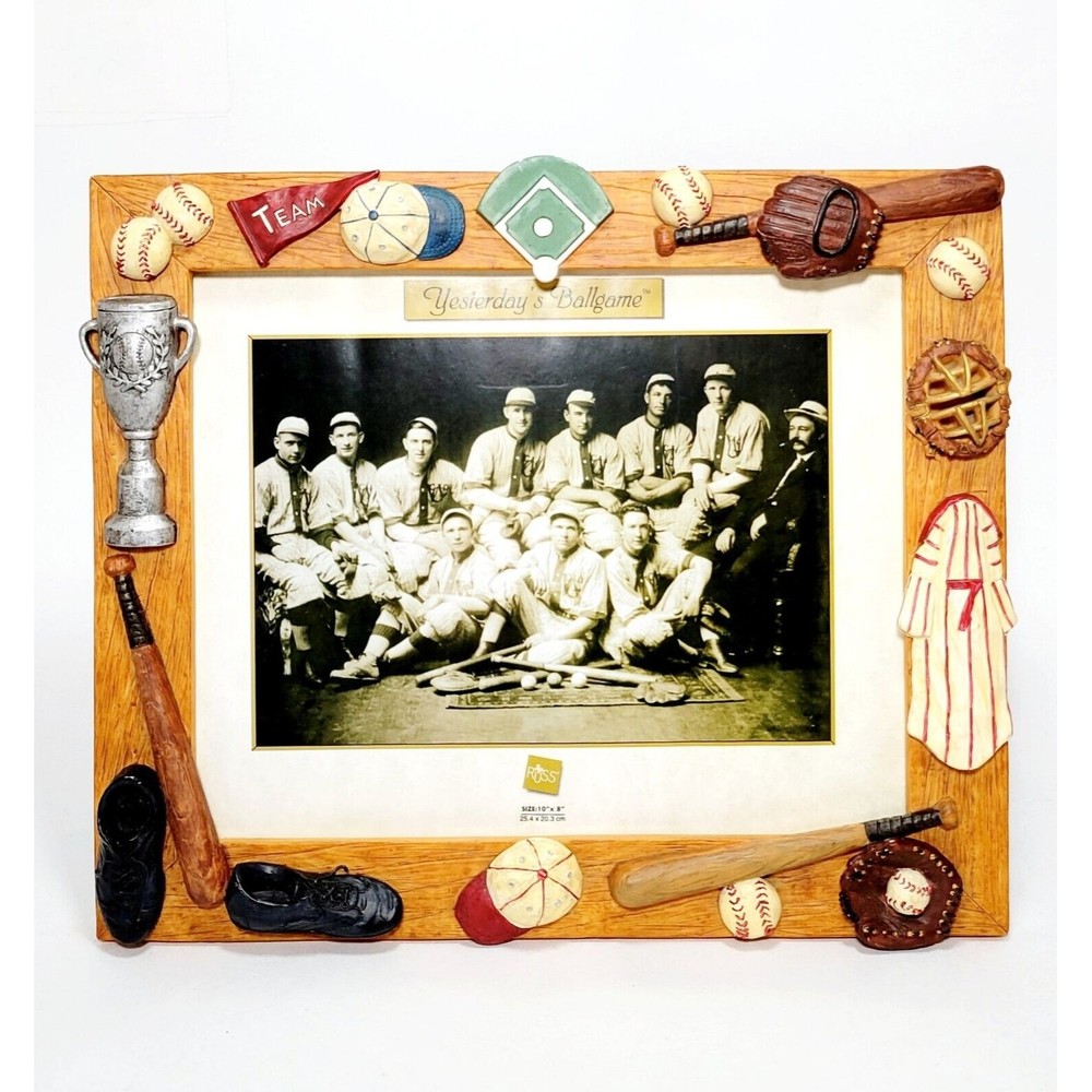 Russ Photo Frame 10x12 Inch Decorative Wood Baseball Themed Frame Fits 8x10 New